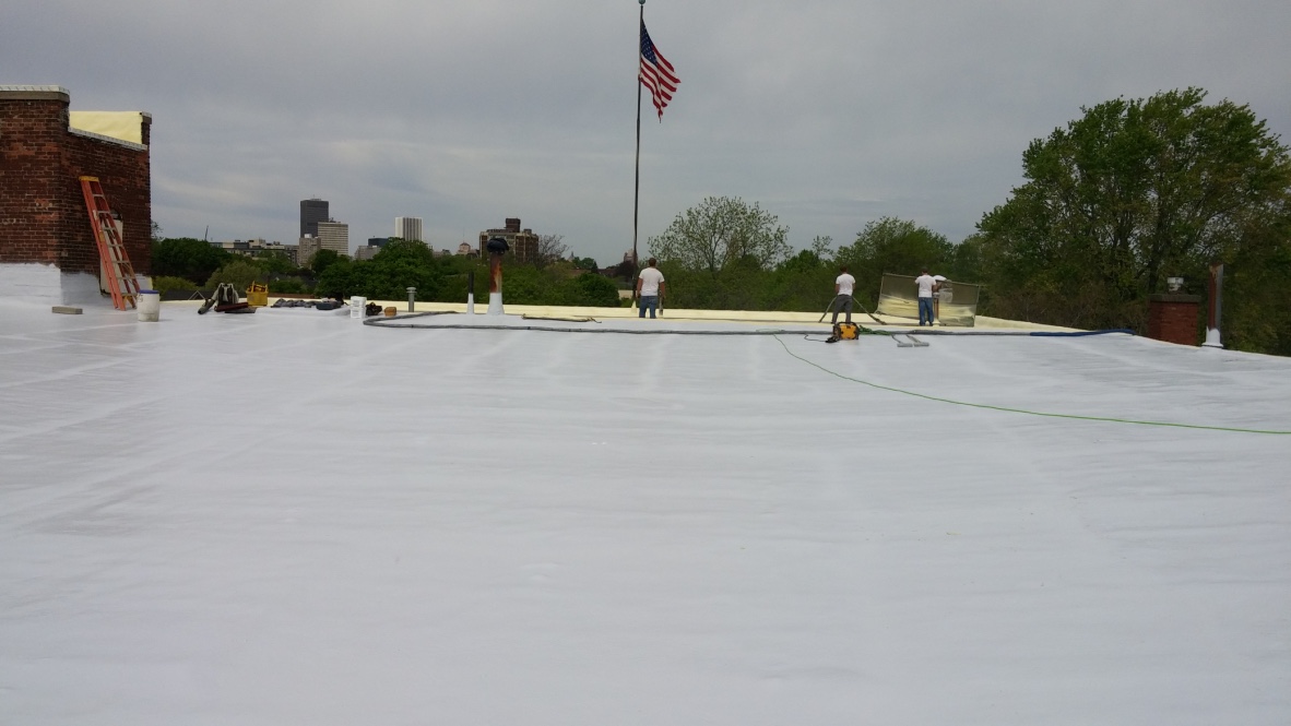 Completed commercial roofing project